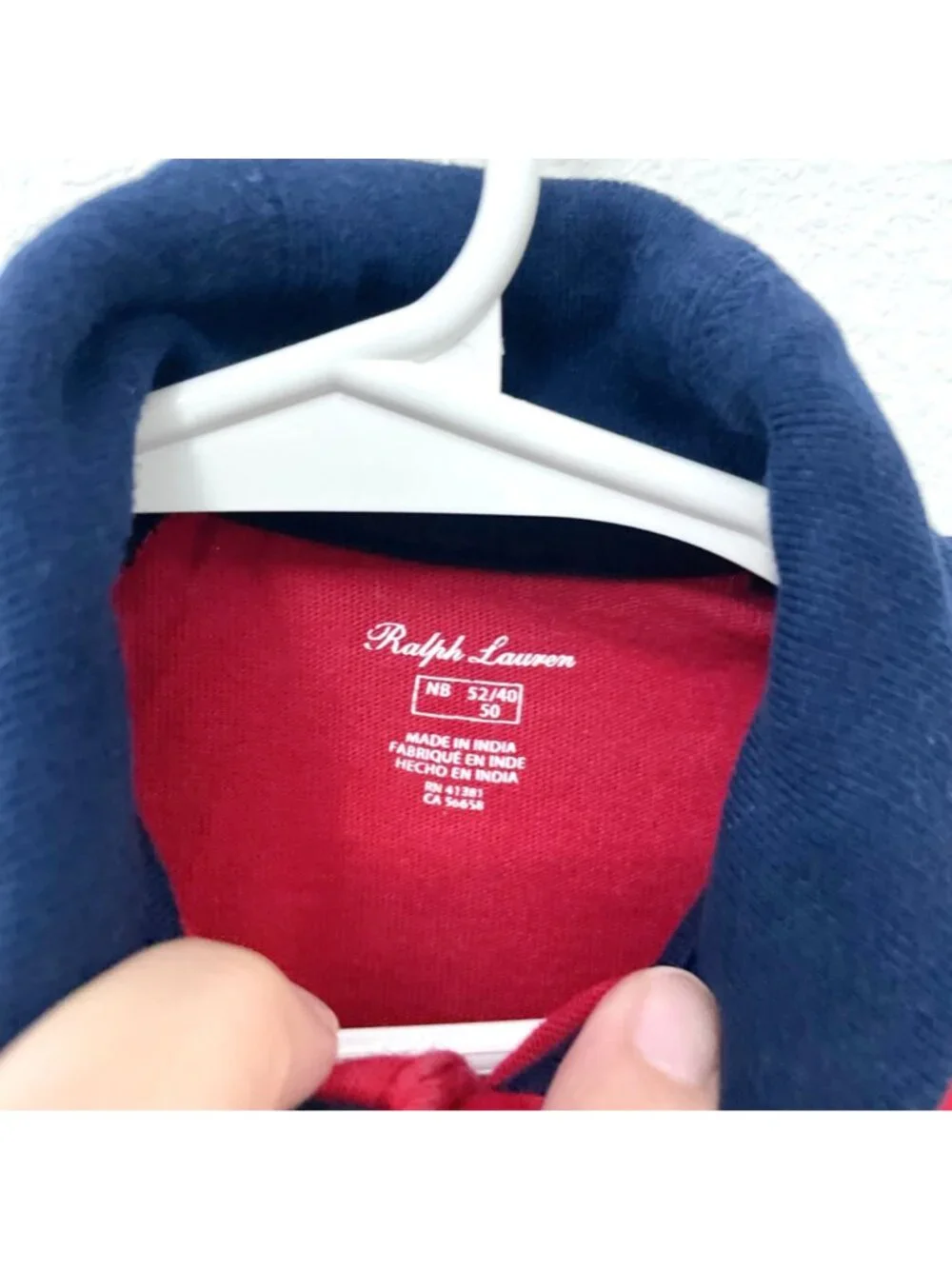 Ralph Lauren Baby Boys Shawl-Collar Cotton Coverall Red Blue Newborn Classic